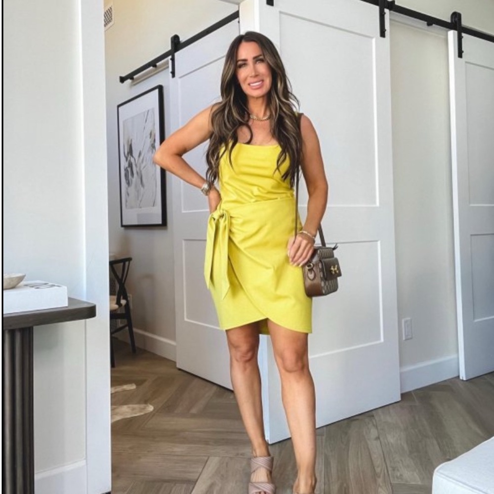 Express Yellow Asymmetrical Wrap Sundress